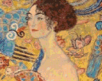 Klimt "Lady With a Fan" Cross Stitch Pattern - PDF Instant Download