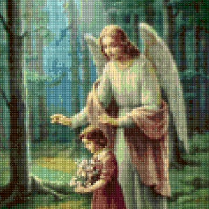 Vintage Guardian Angel and Girl Cross Stitch pattern PDF - Instant Download!