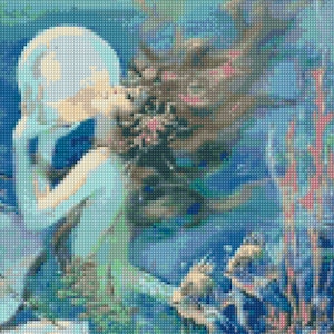Art Deco Mermaid Cross Stitch pattern PDF - Instant Download!