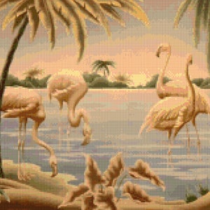 1950s Flamingos by Turner Mid Century Cross Stitch pattern PDF - Instant Download!