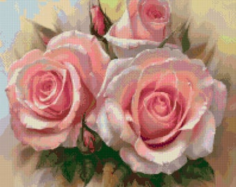 Vintage Rose Bouquet Cross Stitch pattern PDF - Instant Download!