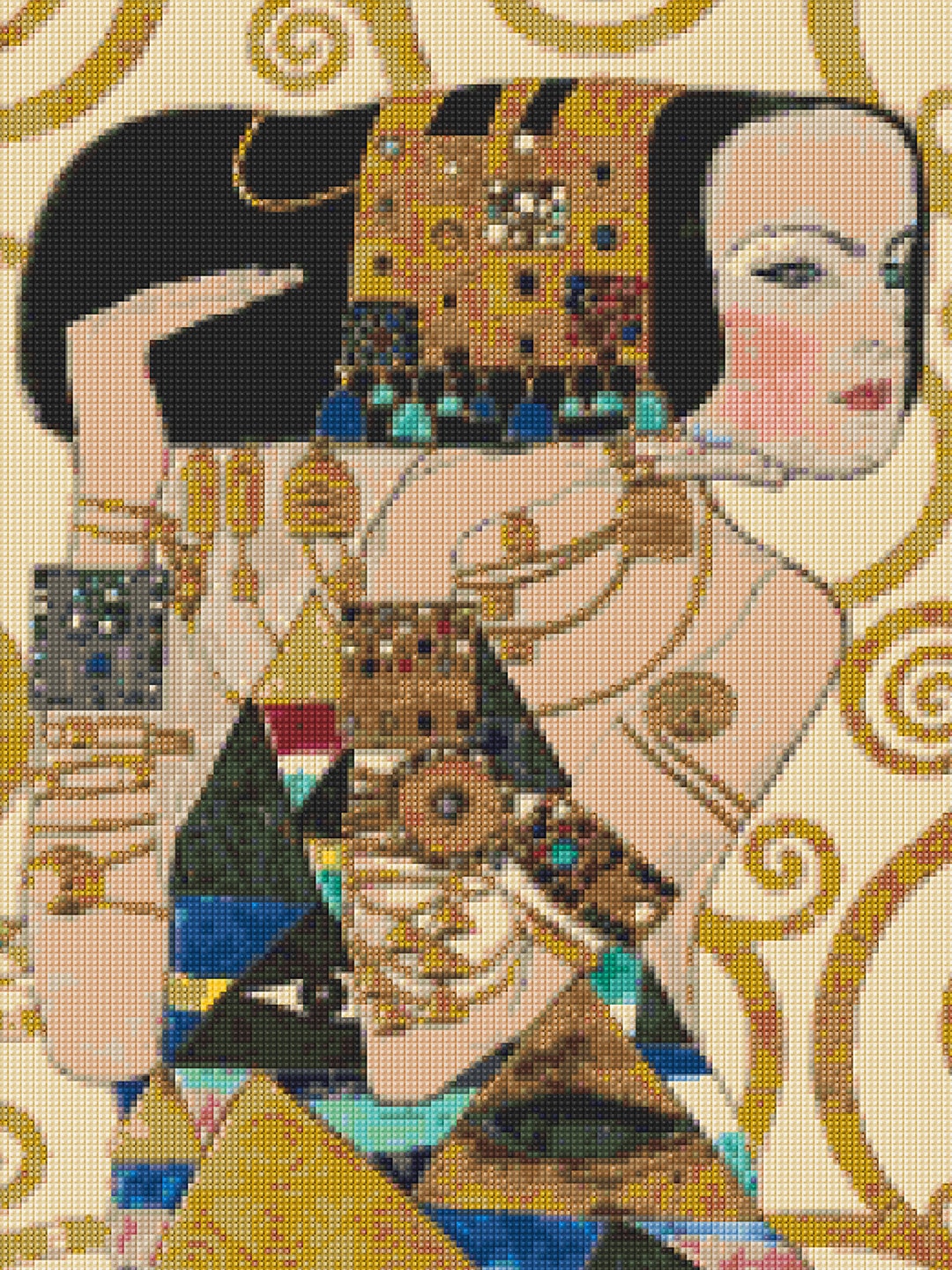 グスタフ・クリムト 　期待　　　刺繍絵画 　　額装品 グスタフ・クリムト「期待」メタリック糸クロスステッチ図案 - PDF