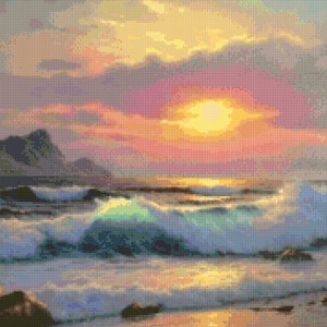 Ocean Beach Sunset No. 4 Cross Stitch pattern PDF - Instant Download!