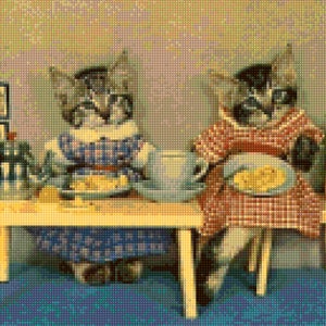 Kitty Lunch Cross Stitch pattern 1930s Vintage Children&#39;s book picture - Vintage Cats PDF - Instant Download!