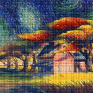 Van Gogh Landscape Cross Stitch Pattern - PDF Instant Download