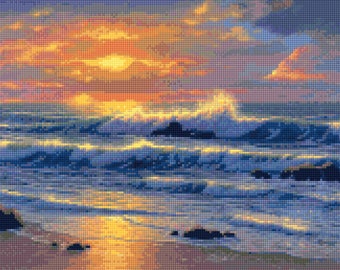 Ocean Beach Sunset No. 3 Cross Stitch pattern PDF - Instant Download!