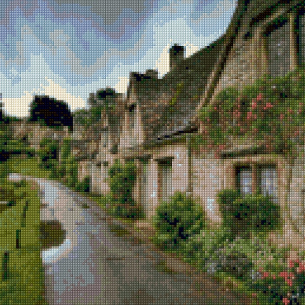 Bibury Cotswold England Country Lane Cross Stitch pattern PDF - Instant Download!