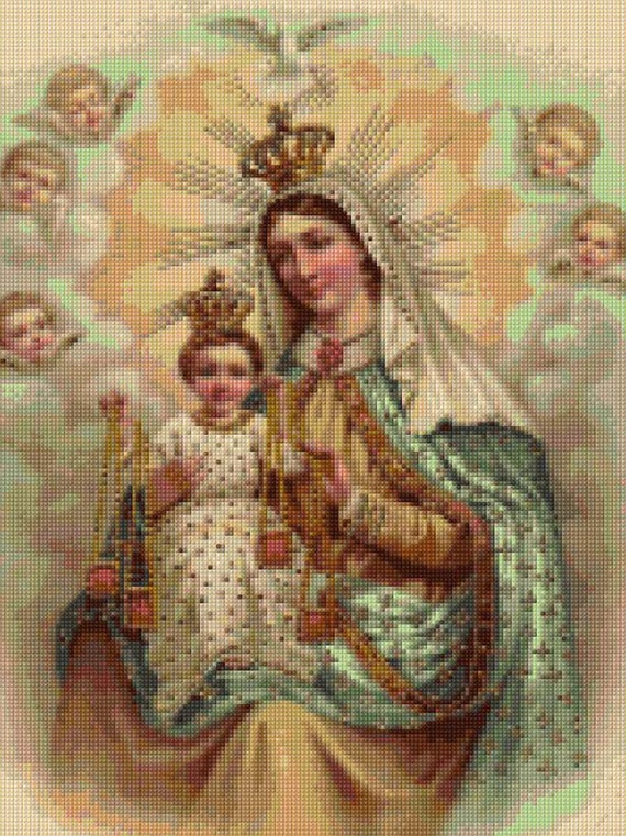 Virgin Mary Sacred Heart Catholic Counted Cross Stitch ...