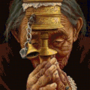 Buddhist Monk Prayer Cross Stitch pattern - PDF - Instant Download!