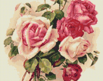 Classic Vintage Rose Bouquet Cross Stitch pattern PDF - Instant Download!