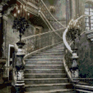 Ghostly Gothic Grand Staircase Cross Stitch pattern PDF - Instant Download!