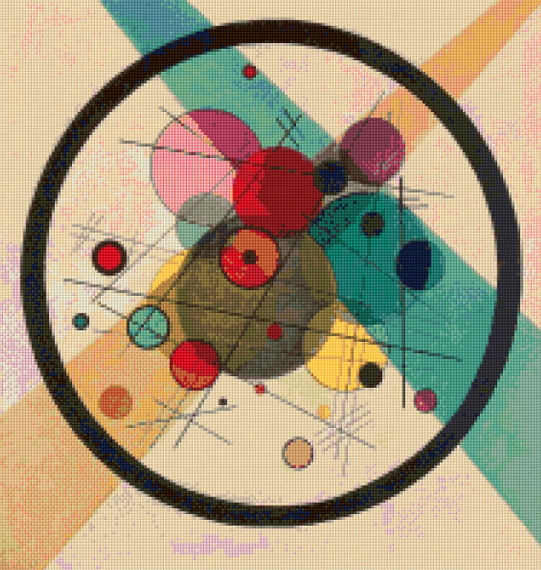 カンディンスキー作「円の中の円」1923年 クロスステッチ図案 - PDF