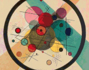 Kandinsky 'Circles in a Circle' 1923 painting Cross Stitch Pattern - PDF Instant Download