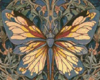 Vintage William Morris Butterfly Cross Stitch pattern  PDF - Instant Download! Plus single page for Pattern Keeper