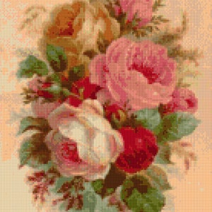 Vintage Rose Bouquet Cross Stitch pattern PDF - Instant Download!