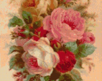 Vintage Rose Bouquet Cross Stitch pattern PDF - Instant Download!