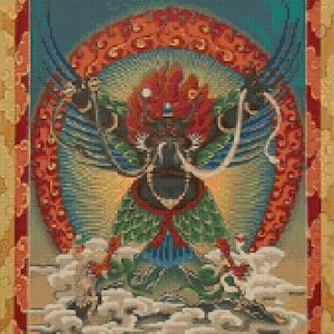 Tibetan Buddhist Garuda Thangka Tapestry Cross Stitch pattern - PDF - Instant Download!