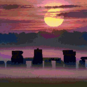 Stonehenge Sunrise Mist Cross Stitch pattern PDF - Instant Download!