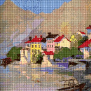 Vintage Italian Fishing Village Cross Stitch pattern travel poster PDF - Instant Download!