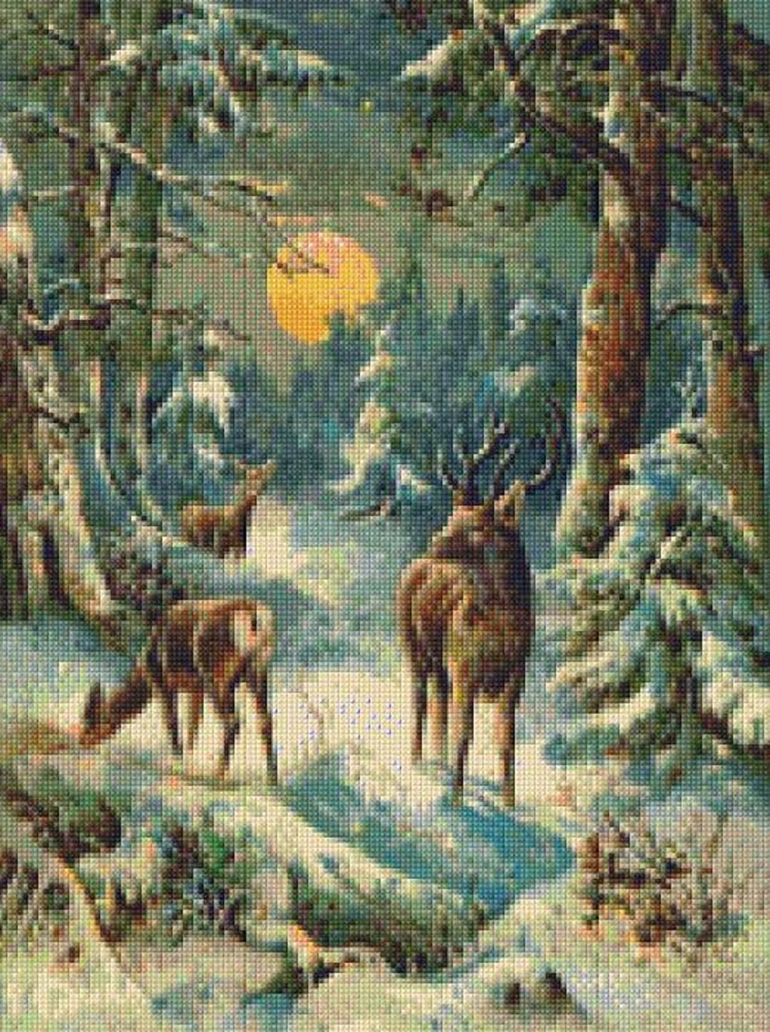 Vintage Winter Deer Cross Stitch Pattern PDF - Instant Download ...