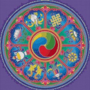 Buddhist Eight Auspicious Symbols Cross Stitch pattern - PDF - Instant Download!