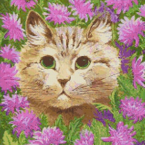 Cat in Pink Flowers Louis Wain Cross Stitch pattern - PDF - Instant Download!