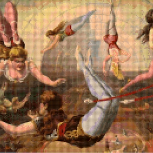 Victorian Circus Acrobat Cross Stitch pattern poster PDF - Vintage Circus poster - Instant Download!