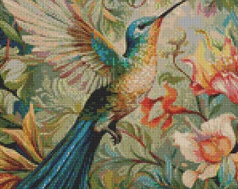 Vintage William Morris Hummingbird 2 Cross Stitch pattern  PDF - Instant Download!