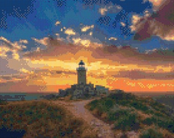 Lighthouse Sunset Cross Stitch pattern PDF - Instant Download!