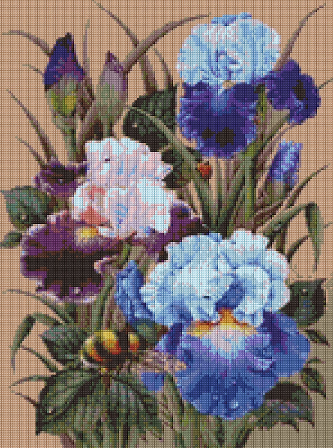 Iris and Bee Cross Stitch Pattern PDF - Instant Download! - Etsy