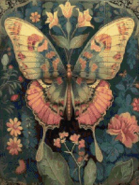 Vintage William Morris Butterfly 2 Cross Stitch pattern  PDF - Instant Download! Pattern Keeper compatible
