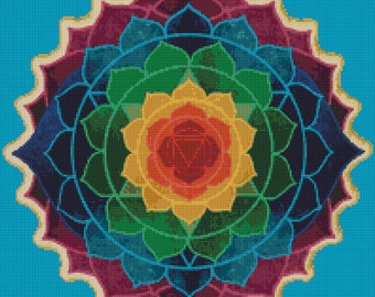 Lotus Mandala Cross Stitch pattern - PDF - Instant Download!