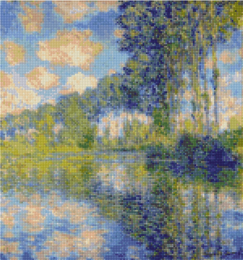 Monet Poplars on the Epte Cross Stitch pattern PDF Instant Download image 1