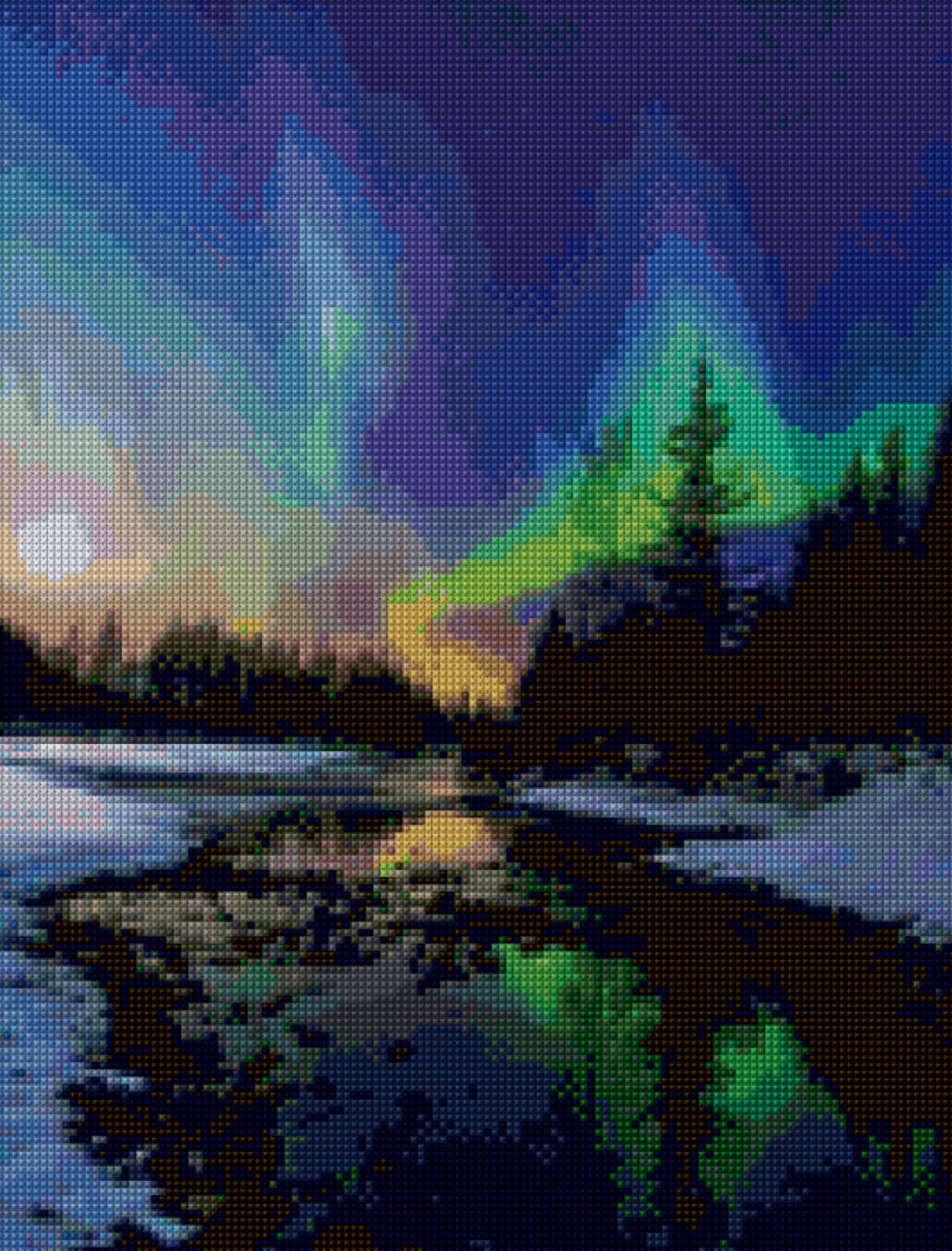 Northern Lights Aurora Borealis Cross Stitch Pattern PDF - Instant