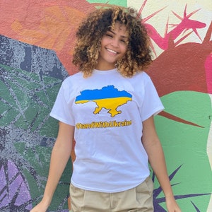 Stand mit Ukraine, Support Ukraine Karte Shirt, Peace in Ukraine Shirt, Mann Frau Unisex Baumwolle T-Shirt