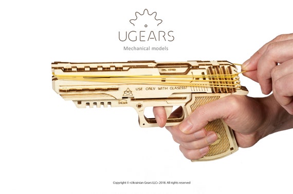 Toy Rubber Band Gun 3d Laser Cut Plywood Model Puzzle Wooden Gun Construction Kit