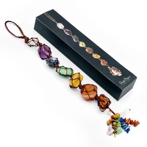 Autospiegel Hangende Chakra Muur, Chakra Balancerende Stenen, Chakra Auto Charme, Chakra Auto Hangende Ornament Met Geschenkdoos, Valentijnsdag Cadeau