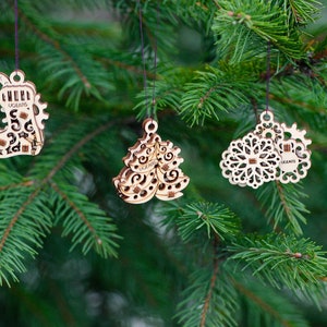 New Year Christmas Wooden Ornament, Wooden Family Puzzle,  Secret Santa Gift, Laser Cut Puzzle, Wooden 3D Models
