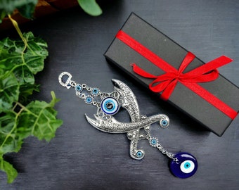Valentines Day Gift, Turkish Evil Eye Wall Hanging with Gift Box, Secret Santa Home Decor, Hamsa Decor, Nazar Amulet