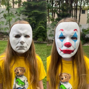 Halloween Plain White Mask, White Full-face Costume Mask, Masquerade and Theater Mask, DIY Mask Cosplay Draw Any Personage