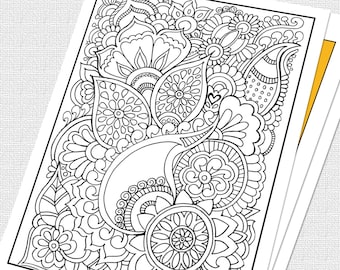 Printable Zentangle Coloring Page for Adults, Mindfulness Coloring, Printable Invitation & Greeting Cards, DIY coloring cards, Art Therapy