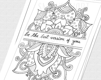 Quote Coloring sheet, Instant Download, Print, Color, Frame, Gift, Lift Someone's Spirit, Zentangle Framable Quote, Mindfulness coloring