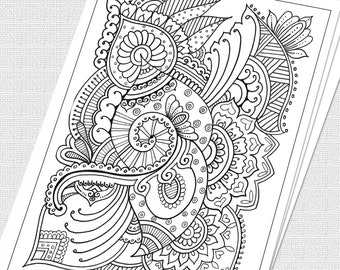 Printable Zentangle Coloring Page for Adults, Mindfulness Coloring, Printable Invitation & Greeting Cards, DIY coloring cards, Art Therapy