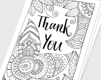 Thank You, Instant Download, Printable Motivational Quotes, Zentangle Adult Colouring Page, Card, Mindfulness coloring, Quarantine Art