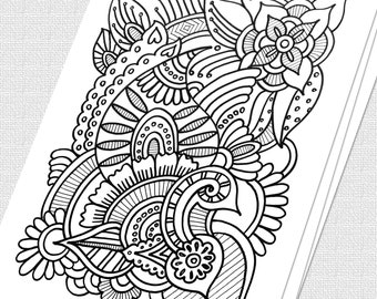 Printable Zentangle Coloring Page for Adults, Mindfulness Coloring, Printable Invitation & Greeting Cards, DIY coloring cards, Art Therapy