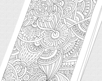 Printable Coloring Page, DIY Zentangle Book Cover, Printable greeting cards, ZenDoodle Wall Art, Henna Design, Relaxing, Art Color Therapy