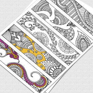 Set of 5 Printable Coloring Bookmarks, 8.5x11 inches, PDF Download, Print and Cut Bookmarks, Book Lovers Gift, Bookworm gifts, DIY Bookmarks