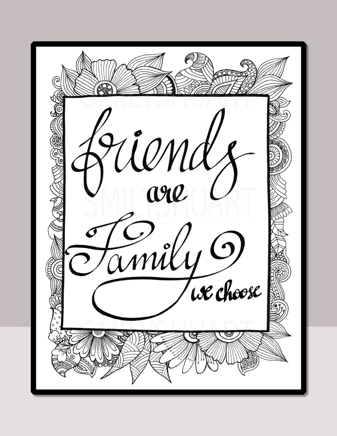 Friends Are Family We Choose Printable Quote Coloring Page - Etsy España
