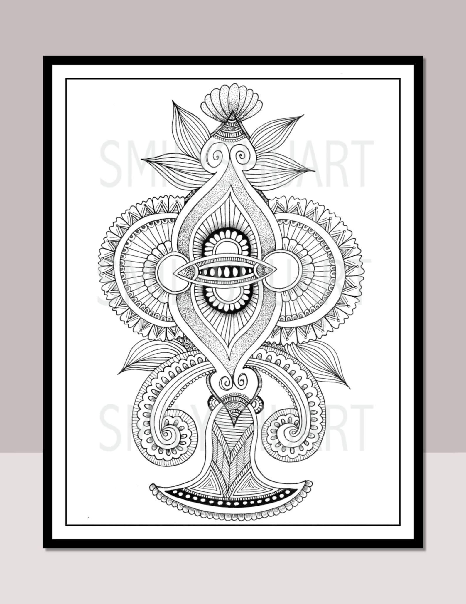 Printable Zentangle Adult Coloring Pages / Cards, Printable Stickers