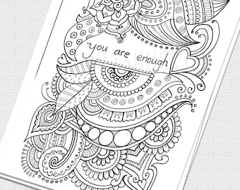 Quote Coloring sheet, Instant Download, Print, Color, Frame, Gift, Lift Someone's Spirit, Zentangle Framable Quote, Mindfulness coloring